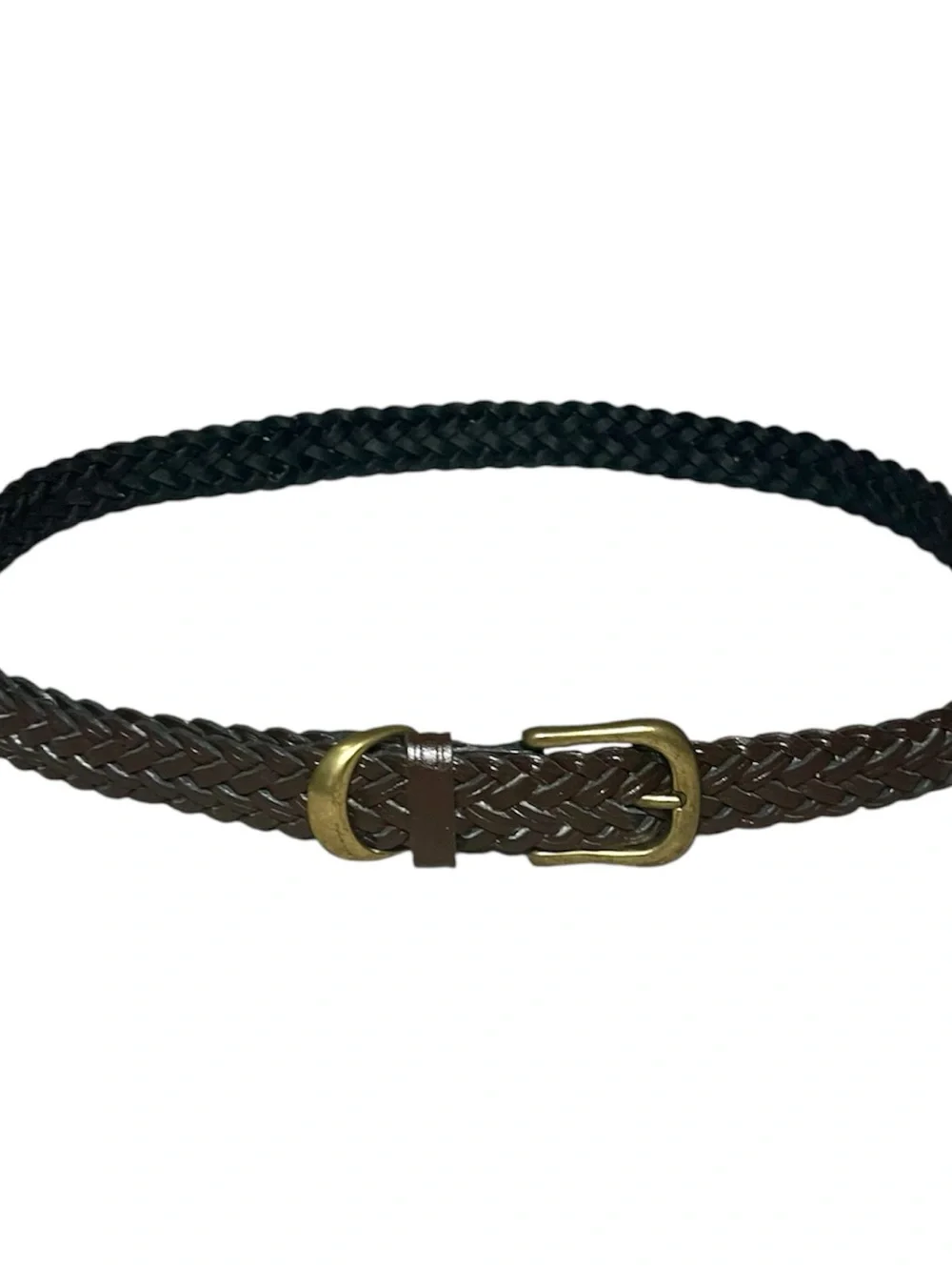 Woven Genuine Leather & Brass Women’s Belt – Brown – Size XL – Made in Guatemala